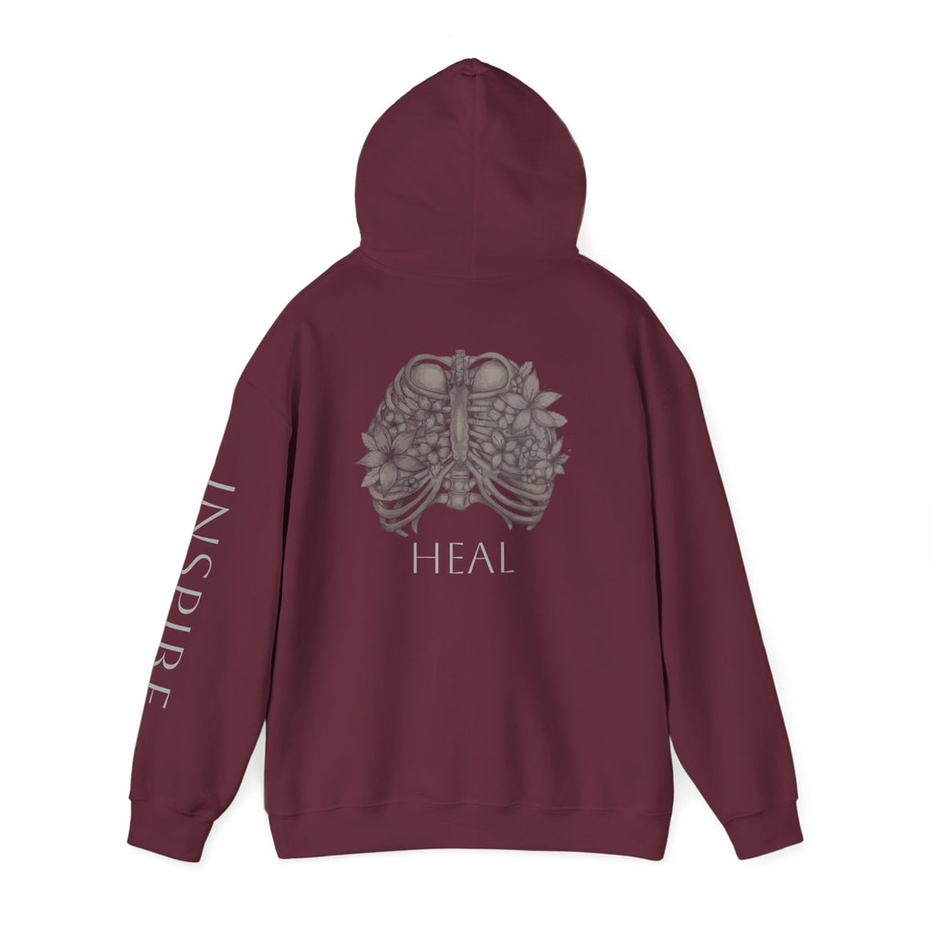 Inspire & Heal Hooded Sweatshirt - Cozy Motivational Apparel for Self-Care