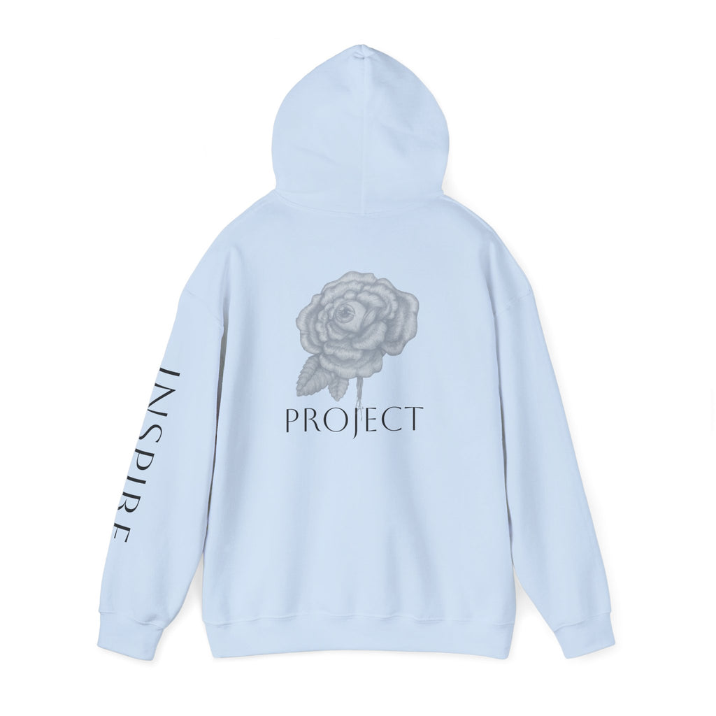 Inspire & Project Hooded Sweatshirt - Cozy Motivational Apparel for Self-Care
