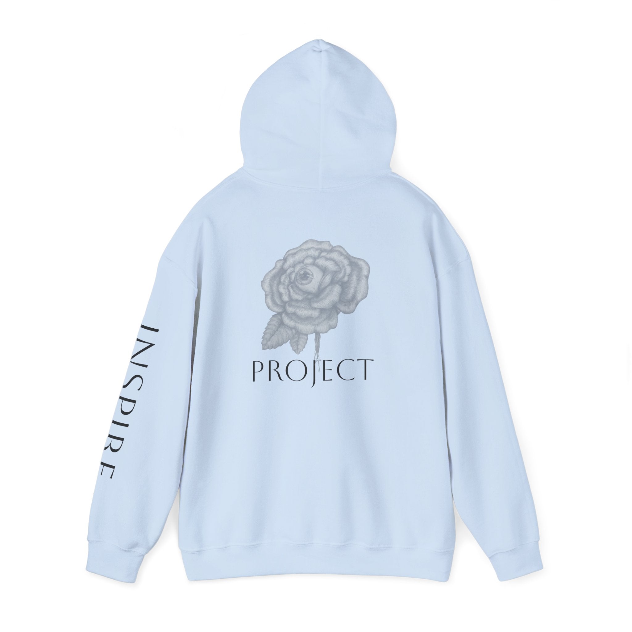 Inspire & Project Hooded Sweatshirt - Cozy Motivational Apparel for Self-Care