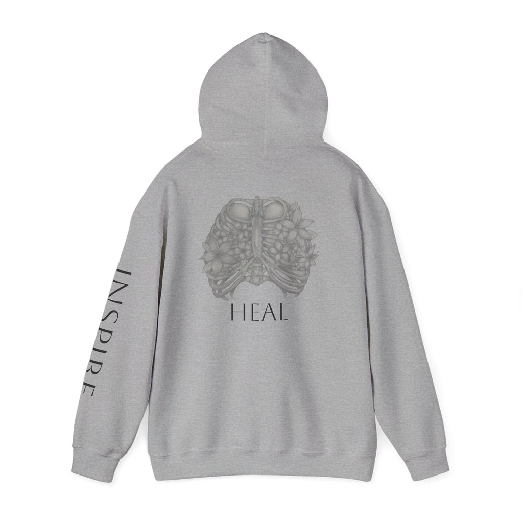 Inspire & Heal Hooded Sweatshirt - Cozy Motivational Apparel for Self-Care