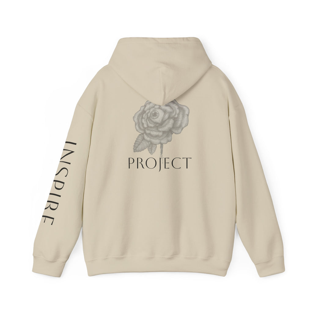 Inspire & Project Hooded Sweatshirt - Cozy Motivational Apparel for Self-Care