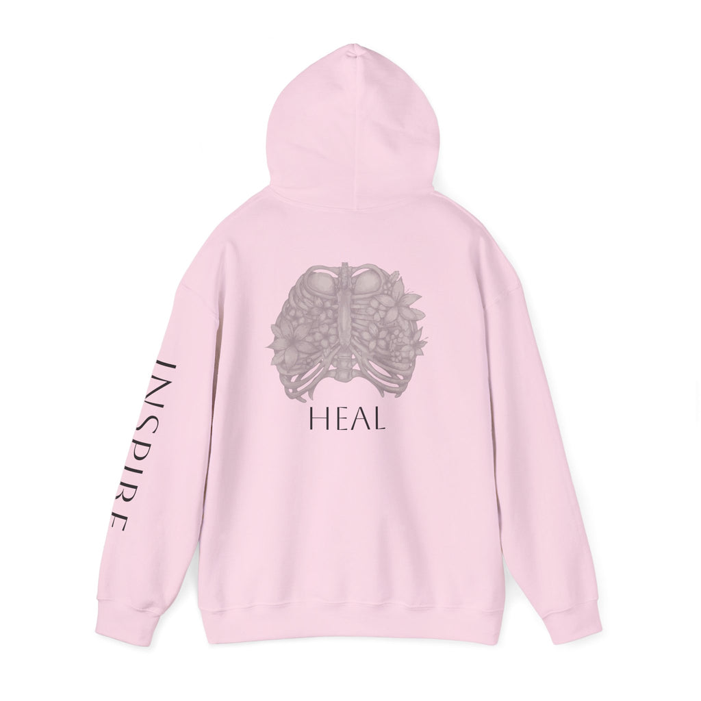 Inspire & Heal Hooded Sweatshirt - Cozy Motivational Apparel for Self-Care