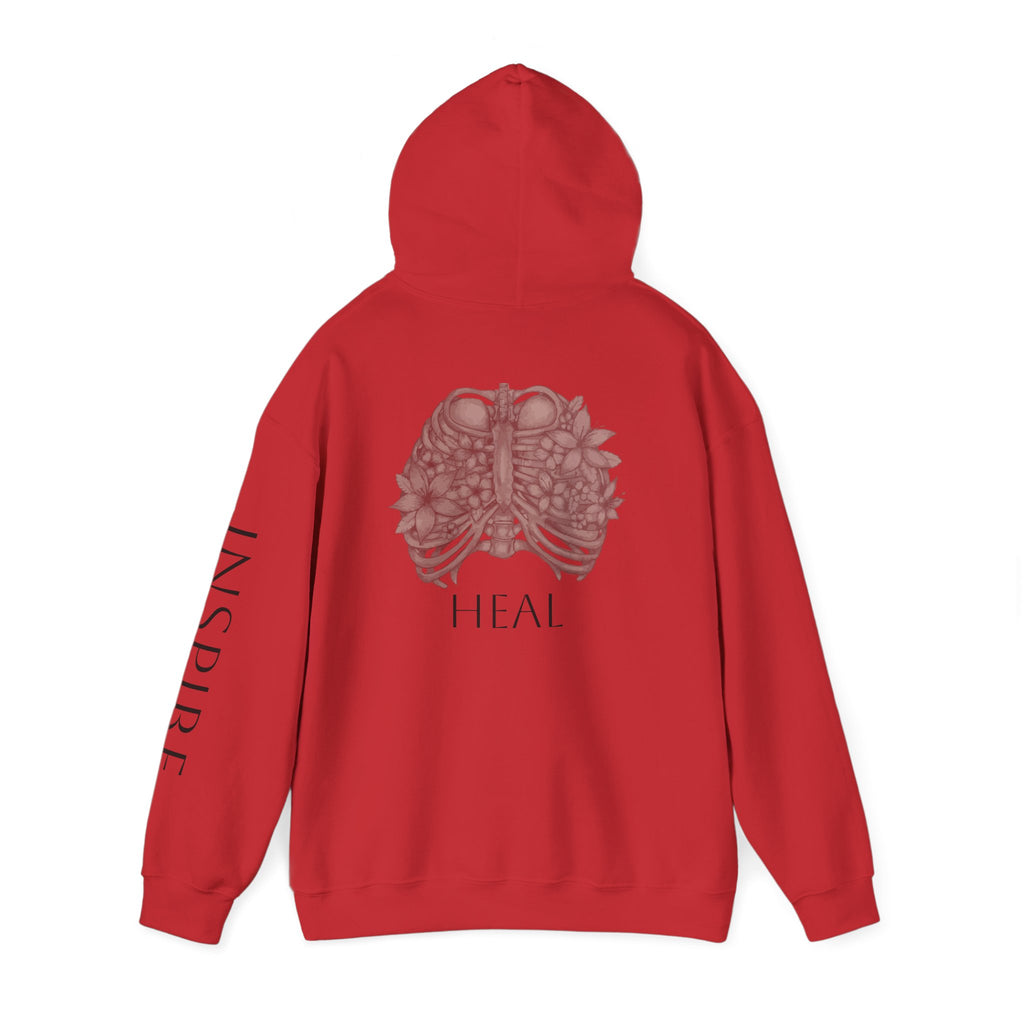 Inspire & Heal Hooded Sweatshirt - Cozy Motivational Apparel for Self-Care