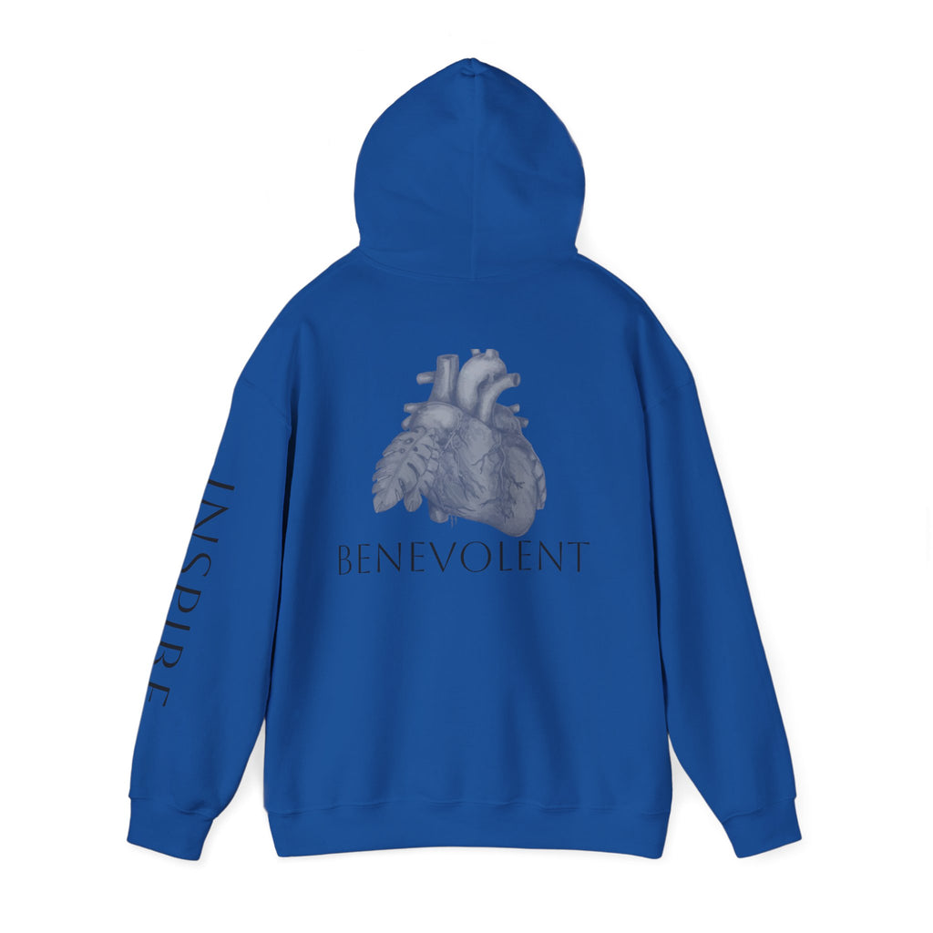 Inspire & Benevolent Hooded Sweatshirt - Cozy Motivational Apparel for Self-Care