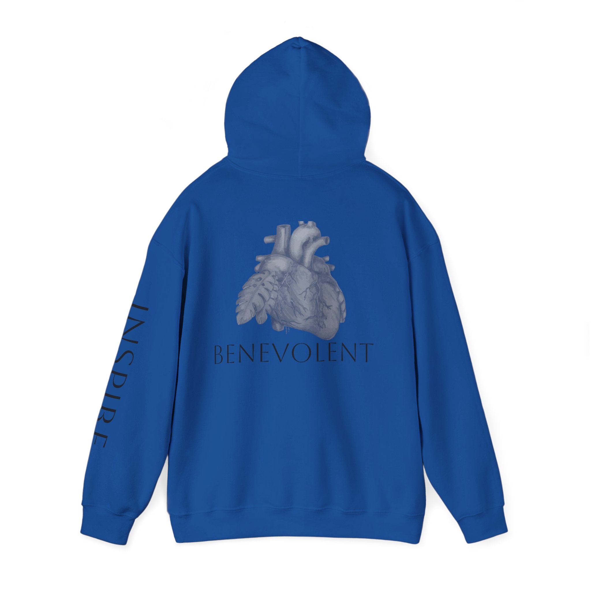 Inspire & Benevolent Hooded Sweatshirt - Cozy Motivational Apparel for Self-Care