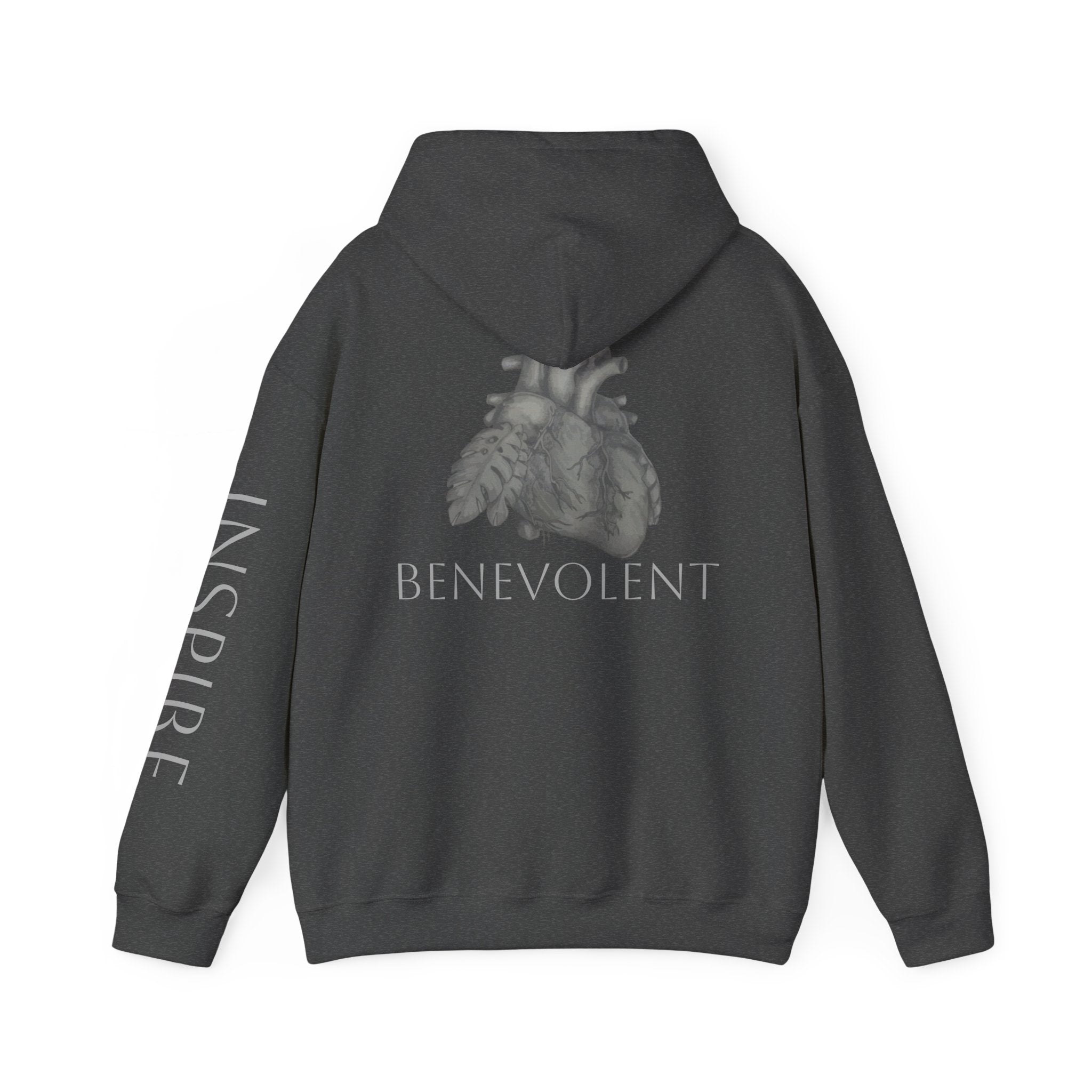 Inspire & Benevolent Hooded Sweatshirt - Cozy Motivational Apparel for Self-Care