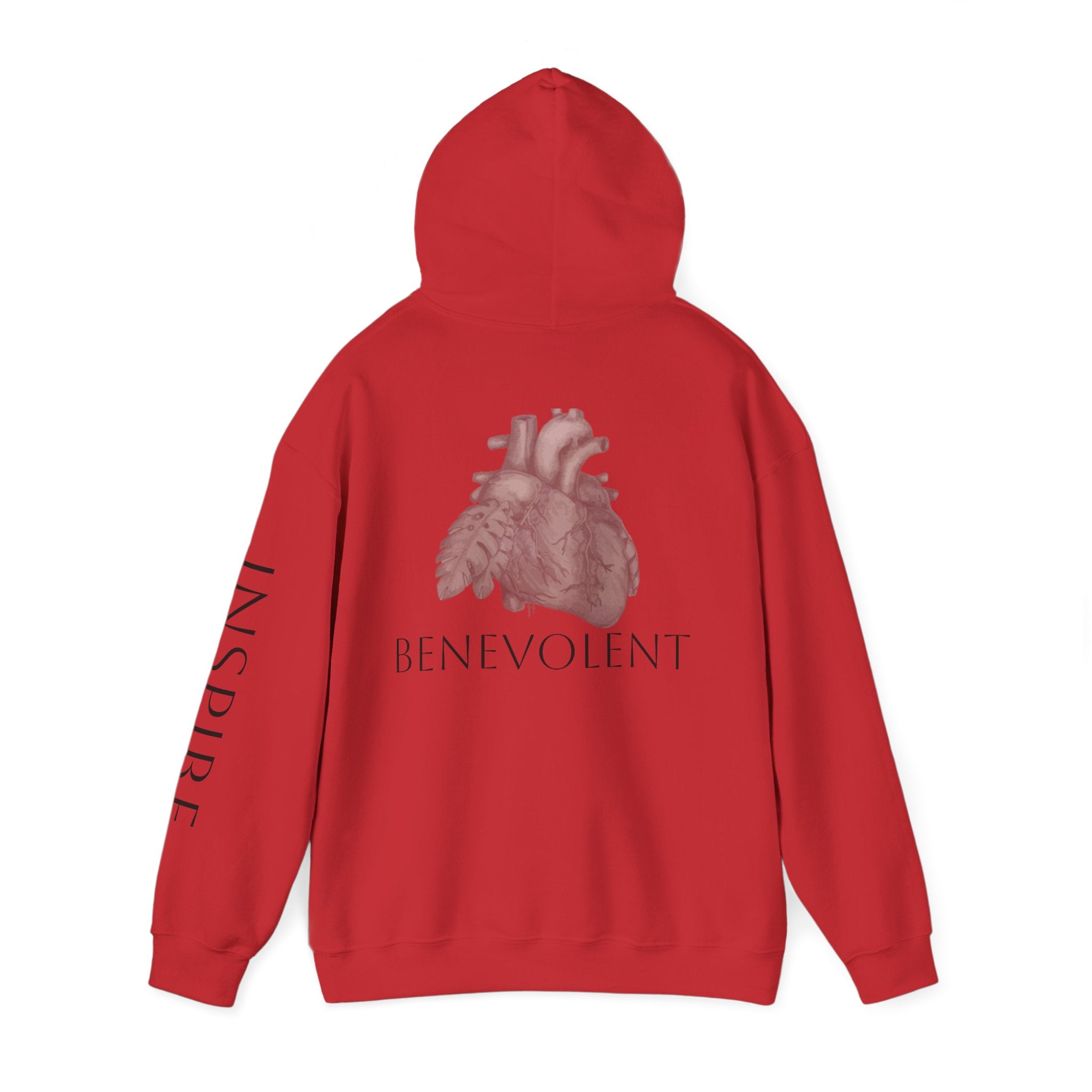 Inspire & Benevolent Hooded Sweatshirt - Cozy Motivational Apparel for Self-Care