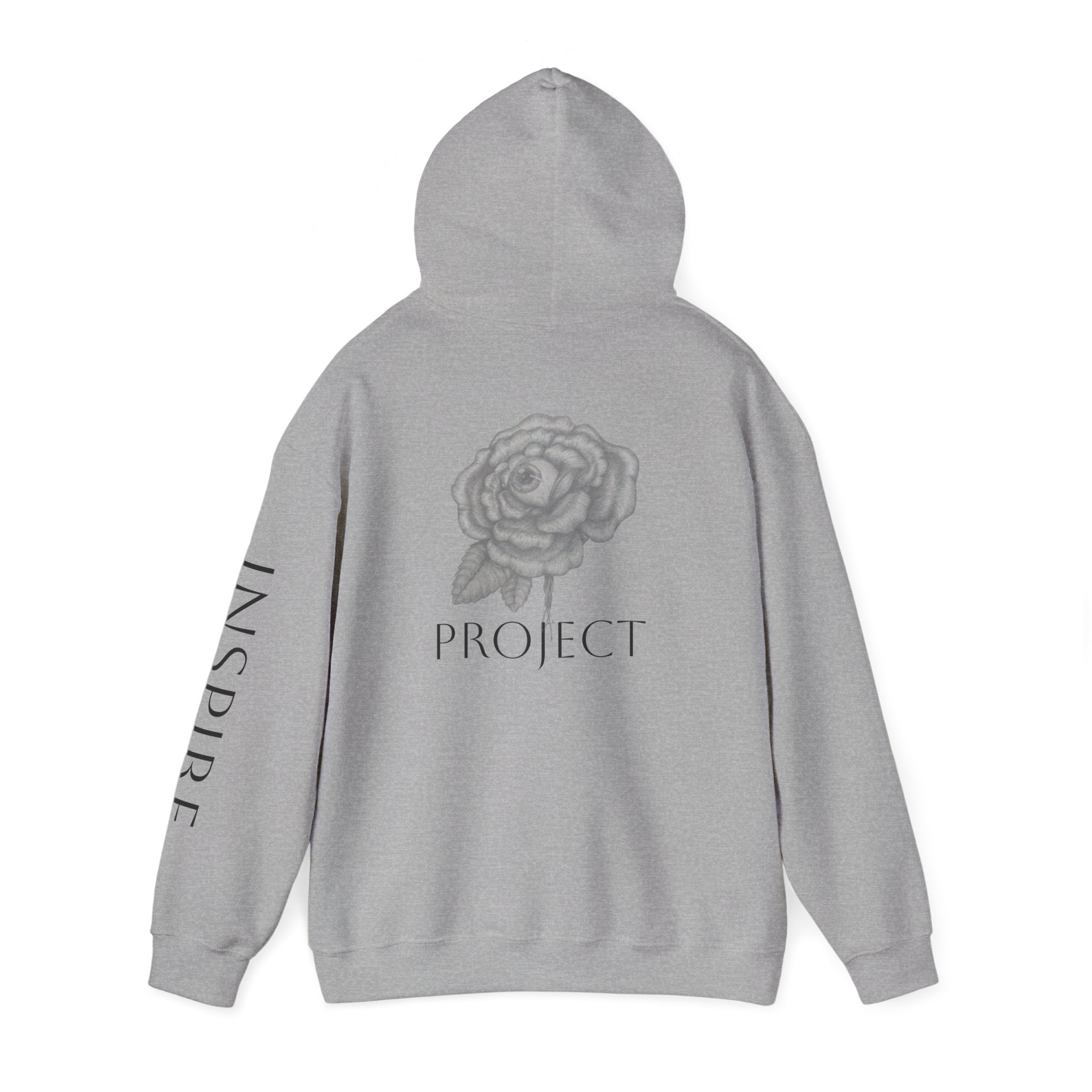 Inspire & Project Hooded Sweatshirt - Cozy Motivational Apparel for Self-Care