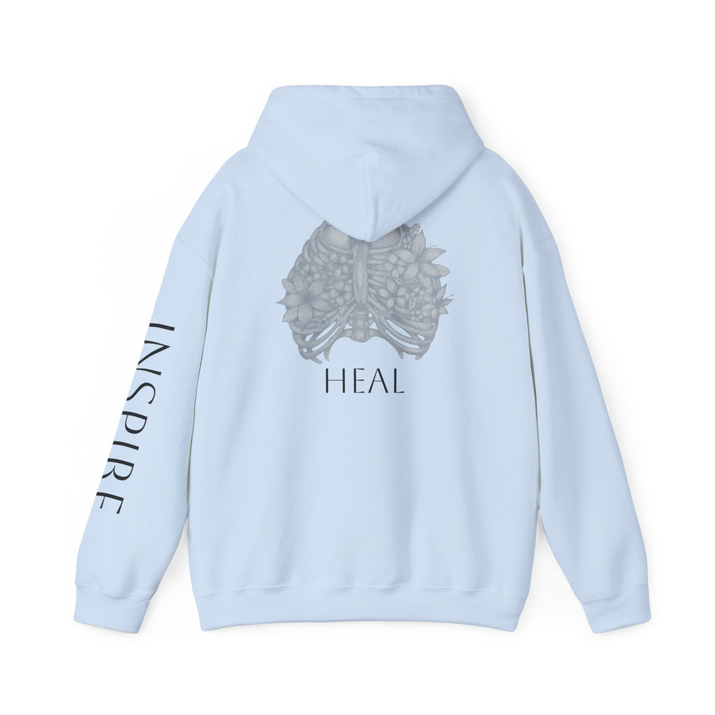 Inspire & Heal Hooded Sweatshirt - Cozy Motivational Apparel for Self-Care