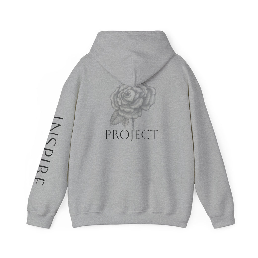 Inspire & Project Hooded Sweatshirt - Cozy Motivational Apparel for Self-Care