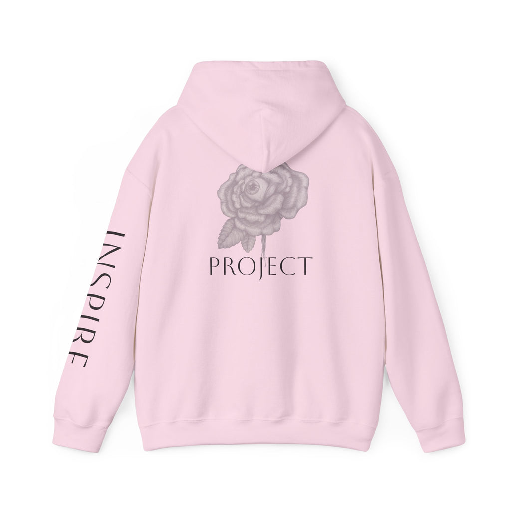 Inspire & Project Hooded Sweatshirt - Cozy Motivational Apparel for Self-Care