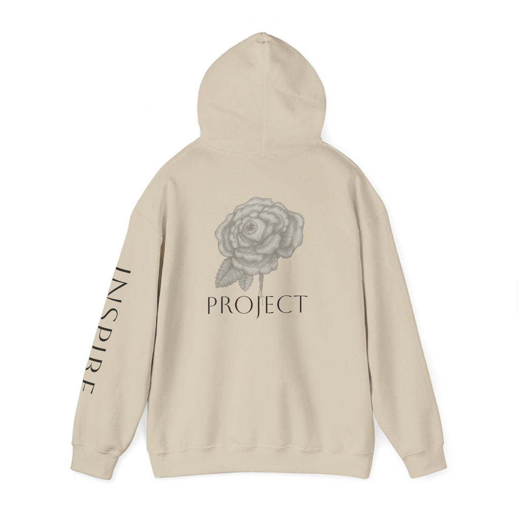 Inspire & Project Hooded Sweatshirt - Cozy Motivational Apparel for Self-Care